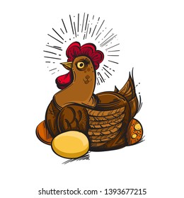 hen with golden eggs clipart free