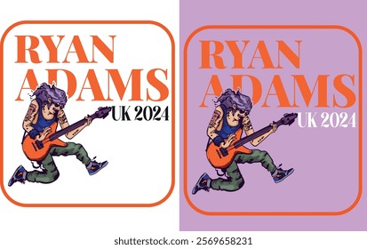 Ryan Adams UK 2024 Typography t-shirt design.