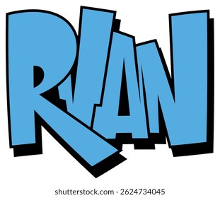 RYAN Graffiti NAME - Street Art Urban Wall TAG Lettering Clipart - Layered EPS Vector Download for T-shirt, Sticker, Logo, Print, Cut, Sew
