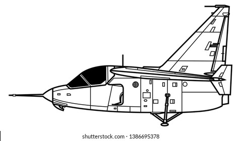 Ryan X-13 Vertijet. Outline vector drawing