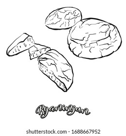 Ryaninjun food sketch separated on white. Vector drawing of Leavened, usually known in United States, New England. Food illustration series.