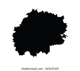 Ryazan Oblast map silhouette vector isolated on white background. High detailed silhouette illustration. Russia oblast map illustration.