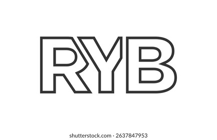 RYB logo design template with strong and modern bold text. Initial based vector logotype featuring simple and minimal typography. Trendy company identity ideal for businesses brand presence.