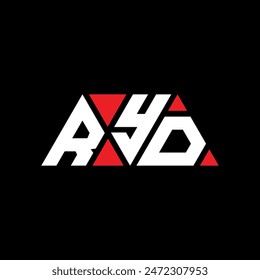 RYD triangle letter logo design with triangle shape. RYD triangle logo design monogram. RYD triangle vector logo template with red color. RYD triangular logo Simple, Elegant, and Luxurious design.