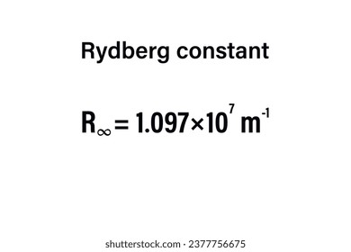 Rydberg constant on the white background. Education. Science. Important Physics Formula. Vector illustration.