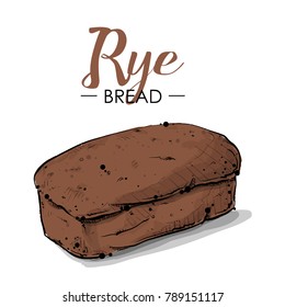 Rye bread drawing. Sketch style. Vector.