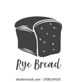 Rye bread glyph icon for bakery shop or food design,cut monochrome badge. Vector illustration.