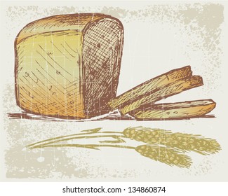 Rye bread. Grunge style