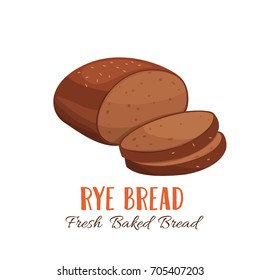 Rye bread icon for bakery shop or food design. Vector illustration.
