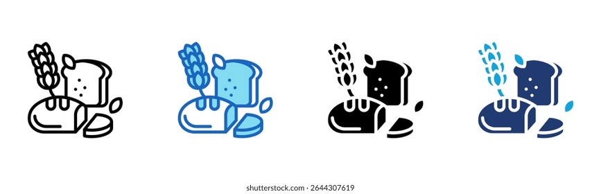 Rye Bread icon Multi Style Vector Illustration