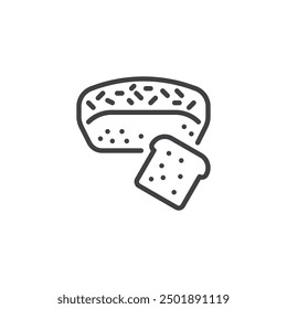 Rye Bread line icon. linear style sign for mobile concept and web design. Loaf of rye bread outline vector icon. Symbol, logo illustration. Vector graphics