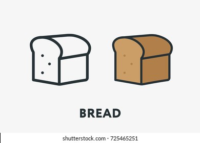 Rye Bread Loaf Bakery Bun Toast Minimal Flat Line Outline Colorful and Stroke Icon Pictogram 