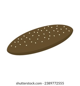 A rye bread with sesame seeds, vector illustration,eps