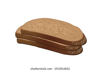 
Rye bread, a slice of bread. Vector illustration. A slice of bread on a white background.