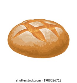 Rye bread. Vector color hand drawn realistic illustration for poster, label and menu bakery shop. Isolated on the white background.