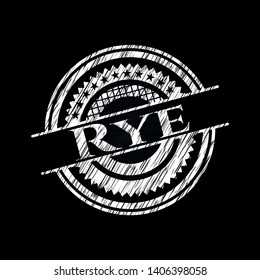 Rye chalkboard emblem on black board. Vector Illustration. Detailed.