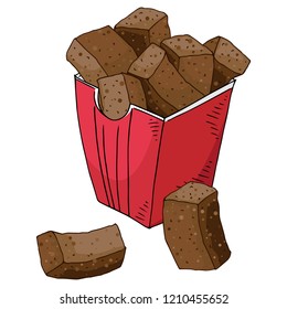 Rye crackers icon. Vector illustration salty crackers. Hand drawn snack rye crackers.