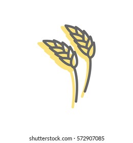 Rye ear line icon. wheat  Sign for production of bread and bakery. agriculture symbol