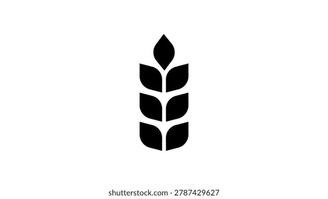 Rye ear logo, black isolated vector silhouette