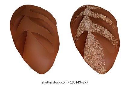 Rye grain whole bread isolated on white background. Realistic bakery vector illustration