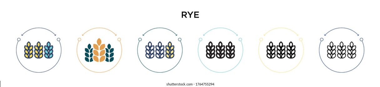 Rye icon in filled, thin line, outline and stroke style. Vector illustration of two colored and black rye vector icons designs can be used for mobile, ui, web