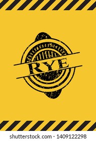 Rye inside warning sign, black grunge emblem. Vector Illustration. Detailed.