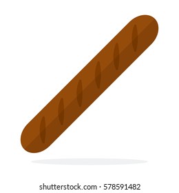Rye long baguette vector flat material design isolated on white