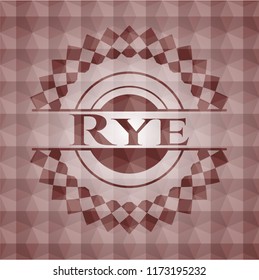 Rye red seamless emblem or badge with geometric pattern background.