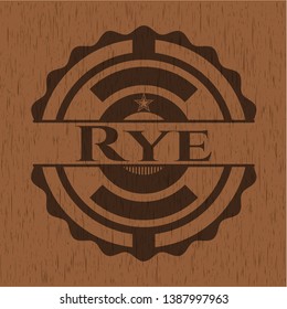 Rye retro wooden emblem. Vector Illustration.
