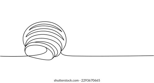 Rye round dark bread one line continuous drawing. Bakery pastry products continuous one line illustration. Vector minimalist linear illustration.