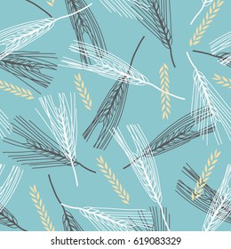 Rye seamless pattern. Vector background.