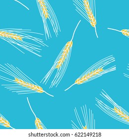 Rye seamless pattern. Vector background.