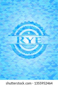 Rye sky blue emblem with mosaic ecological style background