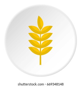 Rye spica icon in flat circle isolated on white vector illustration for web