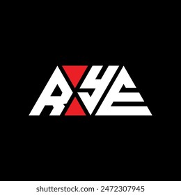 RYE triangle letter logo design with triangle shape. RYE triangle logo design monogram. RYE triangle vector logo template with red color. RYE triangular logo Simple, Elegant, and Luxurious design.