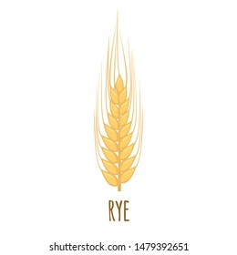 Rye or Wheat ear with grains isolated on white background. Harvest icon. Vector illustration.