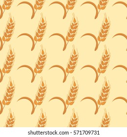 Rye wheat harvest vector seamless pattern.