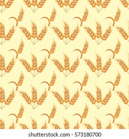 Rye wheat harvest vector seamless pattern.