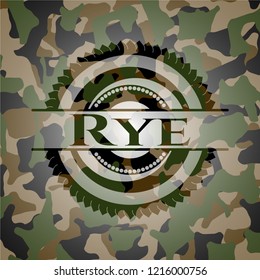 Rye written on a camouflage texture