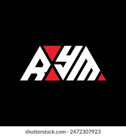 RYM triangle letter logo design with triangle shape. RYM triangle logo design monogram. RYM triangle vector logo template with red color. RYM triangular logo Simple, Elegant, and Luxurious design.