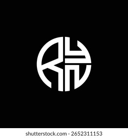 RYN logo RYN icono RYN monograma RYN letra minimalista Círculo plano Diseño de logotipo abstracto moderno único.