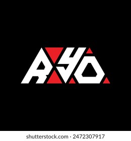 RYO triangle letter logo design with triangle shape. RYO triangle logo design monogram. RYO triangle vector logo template with red color. RYO triangular logo Simple, Elegant, and Luxurious design.