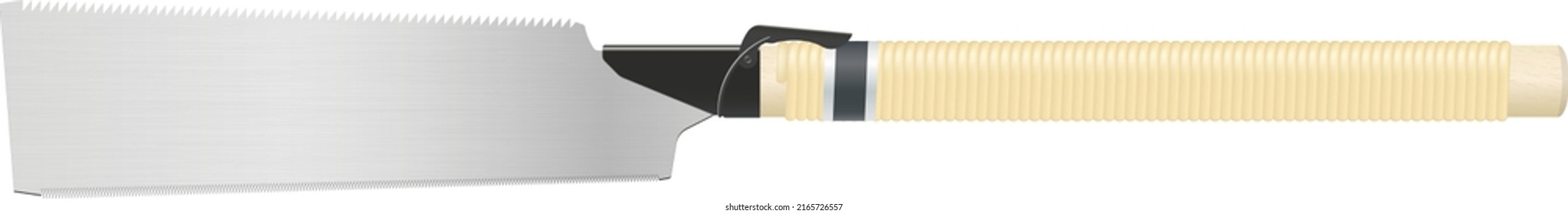 Ryoba vio un vector aislado sobre fondo blanco. Esta sierra se utiliza para arrancar una tabla a la anchura deseada con borde y cortarla a la longitud con otras, o para ponerla en servicio sobre una carpintería mayor.