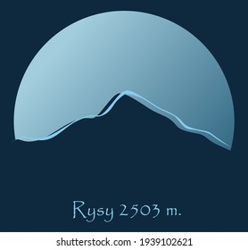 Rysy Mountain (Tatry, Poland) Blue Contour With Name And Altitude The Highest Peak Of Poland