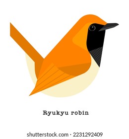 Ryukyu robin Ilustración del vector del pájaro sobre fondo blanco 