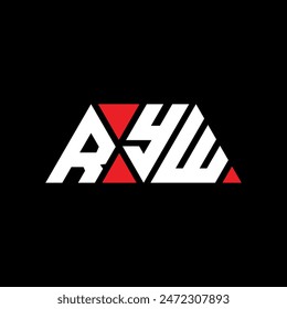 RYW triangle letter logo design with triangle shape. RYW triangle logo design monogram. RYW triangle vector logo template with red color. RYW triangular logo Simple, Elegant, and Luxurious design.