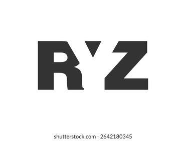 RYZ logo design. Initial letter R Y Z bold font style for tech startups, consulting, corporate branding. Creative company name, headlines typography identity, trendy logotype. Vector illustration.