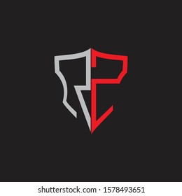 RZ Abstract logo monogram with shield elements isolated on black background