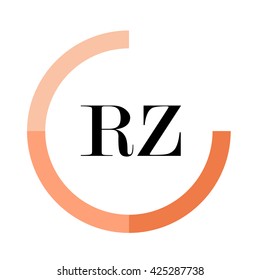 RZ business logo icon design template elements. Orange color vectors. Design identity in circle. Alphabet letter
