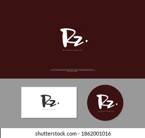 RZ Initial handwriting or handwritten logo for identity. Logo with signature and hand drawn style.